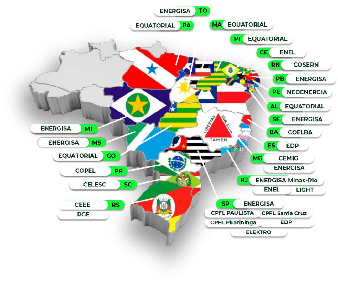 Mapa de atuação iGreen Energy no Brasil